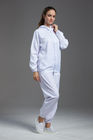 Anti static cleanroom ESD jacket and pants workwear white color connect with hood for class 100
