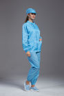 SMT Workshop ESD Anti Static Jackets and pants Blue Color With 75D or 100D Yarn for cleanroom
