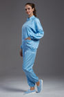 Blue color Two Pieces Anti Static Garments With 10E7-10E11 Ohm Surface Resistance