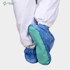 Cleanroom reusable and washable blue stripe soft sole anti-static ESD shoe covers
