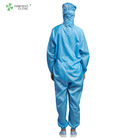 ESD antistatic autoclaveable coverall with hood blue color for parmaceutical industry dust-proof