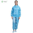 ESD antistatic Reusable Blue cleanroom suit jacket and pants workwear uniform suitable for electronic industry
