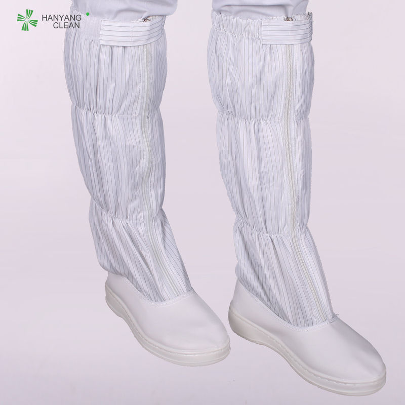 Unisex White Cleanroom Anti Static Boots With Drawstring  Boot Leg